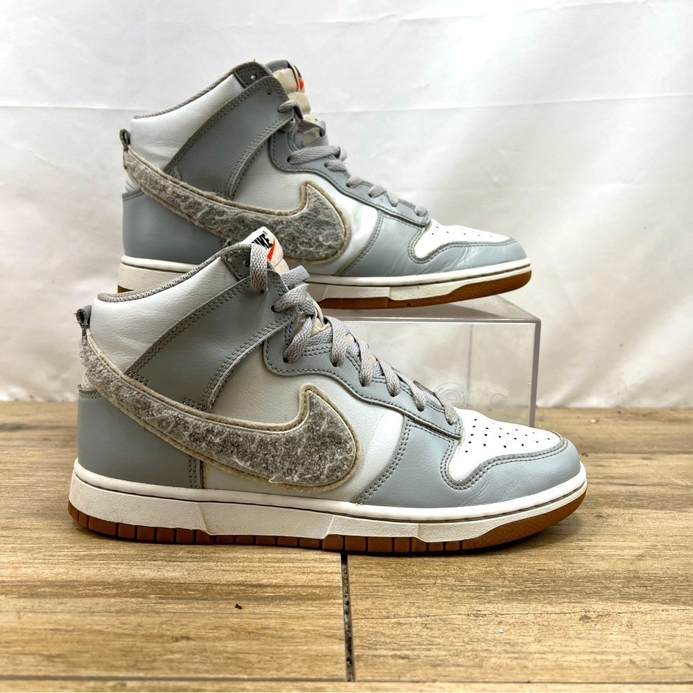 Nike Dunk High Retro‎ University Chenille Swoosh Light Smoke Grey - Men's Size 9